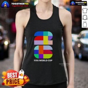 Top FIFA 2026 World Cup color logo emblem printed on a stylish tank top, perfect for fans and summer wear.