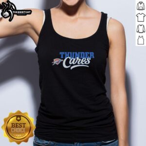 Original Oklahoma City Thunder Cares 2026 tank top featuring team colors and logo, perfect for fans and summer wear.