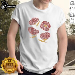 Pretty red poppy floral Fck Trump T-shirt design featuring vibrant flowers and bold lettering for political statement.