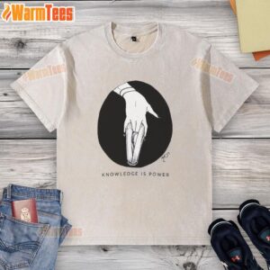 Nice Knowledge Is Power Washed T-Shirt featuring a bold graphic design, perfect for casual wear and empowering messages.