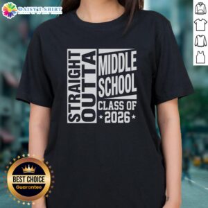 Official Straight Outta Middle School Class of 2026 ladies tee featuring a stylish design for graduates.