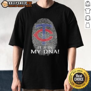 Original Minnesota Twins Baseball 'It's In My DNA' Fingerprint T-Shirt showcasing team pride and unique design.