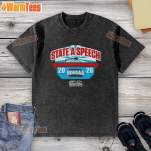 Alt Text: Awesome NDHSAA Class A Speech State Tournament merchandise washed t-shirt in vibrant colors, perfect for fans.