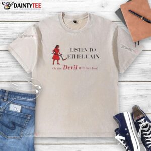 Stylish Ethel Cain Coachella t-shirt featuring 'The Devil Will Get You' design, perfect for music festival fans.