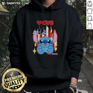 Alt Text: Cute Stitch-like CVS Pharmacy USA flag hoodie, featuring vibrant colors and a stylish design perfect for casual wear.