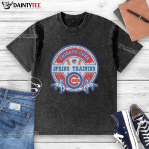 Vintage washed t-shirt featuring Chicago Cubs logo, perfect for Spring Training 2026, showcasing MLB style and cowboy flair.
