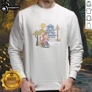 Cute monkey riding a bicycle wearing a 'Cdawgva Out For A Ride' sweatshirt, showcasing a fun and playful scene.