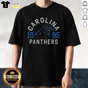 Official Carolina Panthers Heritage Print T-Shirt featuring team logo and vintage design, perfect for Panthers fans.