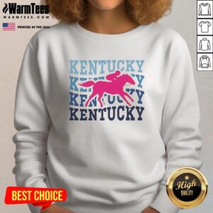 Alt Text: Stylish Wavy Sweatshirt featuring a Kentucky race horse design, perfect for equestrian fans and casual wear.