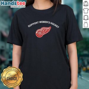 Womens Detroit Red Wings support tee featuring a stylish design for hockey fans, perfect for game day or casual wear.