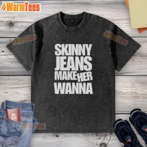 Stylish woman in good skinny jeans and a washed t-shirt, showcasing a trendy casual outfit for everyday wear.