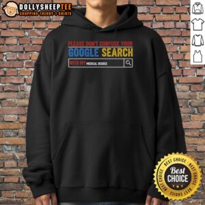 Alt Text: Awesome hoodie reading 'Please Don't Confuse Your Google Search With My Medical Degree' for medical professionals.
