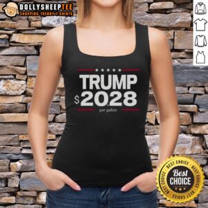 Nice Trump 20-28 Dollar Per Gallon Tank Top featuring bold graphics and a patriotic design, perfect for summer wear.