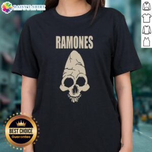 Hot Ramones Skull CM Punk Ladies Tee featuring a bold skull design, perfect for punk rock fashion enthusiasts.