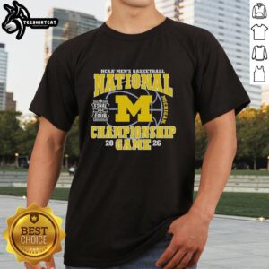 Awesome Michigan Wolverines NCAA Men's Basketball 2026 National Championship Game T-Shirt featuring team colors and logo.
