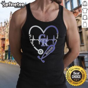 Heart and soul Colorado Rockies tank top featuring a stethoscope and heartbeat design for health enthusiasts.