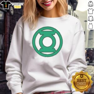 Cozy green lantern hand-me-down sweatshirt featuring vibrant graphics and a relaxed fit, perfect for casual wear.