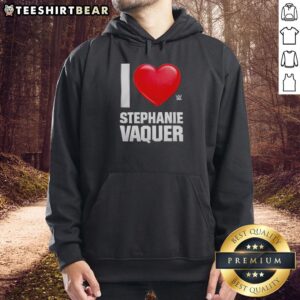 Hot Stephanie Vaquer wearing a stylish 'I Love' hoodie, showcasing trendy streetwear fashion for casual looks.