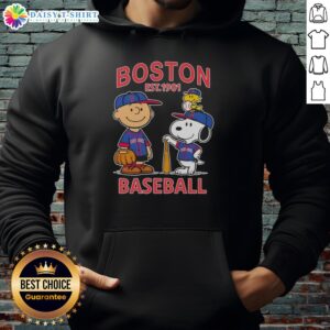 Alt Text: Pretty Charlie Brown and Snoopy X Boston Red Sox hoodie, established 1901, showcasing a vibrant design for fans.