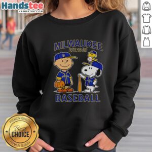 Good Charlie Brown, Snoopy, and Woodstock in Milwaukee Brewers baseball jersey sweatshirt, est. 1969.