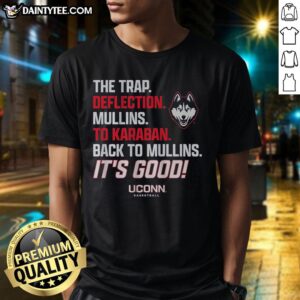 UConn basketball T-shirt featuring Alex Karaban passing to Braylon Mullins, perfect for fans and sports enthusiasts.