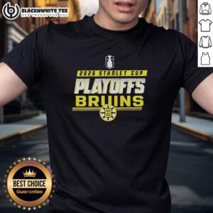 Good Boston Bruins NHL 2026 Stanley Cup Playoffs T-Shirt featuring team logo and vibrant design for fans.