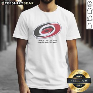 Alt Text: Official Carolina Hurricanes NHL 2026 Stanley Cup Playoffs Big Logo T-Shirt featuring bold team graphics.