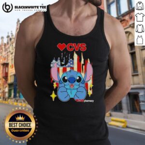 Pretty Stitch Like CVS Pharmacy USA Flag Tank Top showcasing a stylish patriotic design for summer wear.