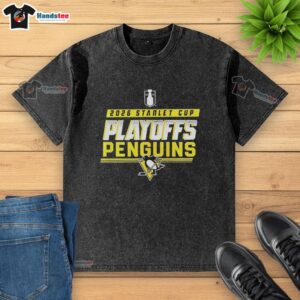 Premium Pittsburgh Penguins NHL 2026 Stanley Cup Playoffs washed t-shirt showcasing team spirit and style.
