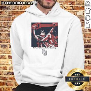 Men's basketball hoodie featuring Good Dylan Church Bells Darling St. Johns Red design, perfect for fans and comfort.