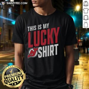 Awesome New Jersey Devils t-shirt featuring bold graphics, perfect for fans to showcase their team pride on game day.