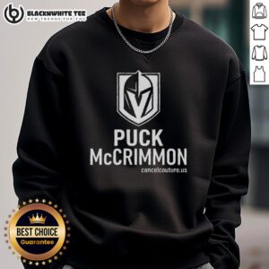 Alt Text: Nice Puck McCrimmon Vegas Golden Knights logo sweatshirt featuring bold team colors and stylish design.