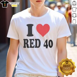 Nice I Love Red 40 T-Shirt featuring a vibrant red design, perfect for casual outings and showcasing your love for red.