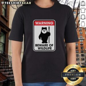 Top Warning: Beware of Wildlife Ladies Tee showcasing a bold graphic design for nature lovers and outdoor enthusiasts.
