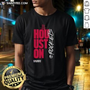 Official Houston Rockets Playoff Logo T-Shirt featuring vibrant team colors and bold playoff logo design.