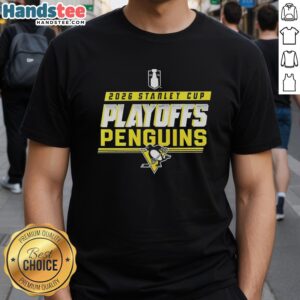 Premium Pittsburgh Penguins NHL 2026 Stanley Cup Playoffs T-Shirt featuring team logo and playoff graphics.