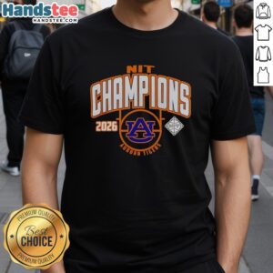 Original Auburn Tigers Men's Basketball NIT Champions 2026 T-Shirt featuring team logo and championship design.