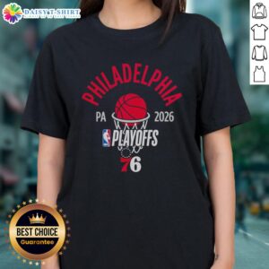 Top Philadelphia 76ers 2026 Playoffs women's tee featuring vibrant team colors and logo, perfect for NBA fans.