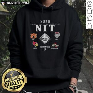 2026 NCAA Division I Men's Basketball Postseason NIT Champion logo hoodie featuring vibrant team colors and design.