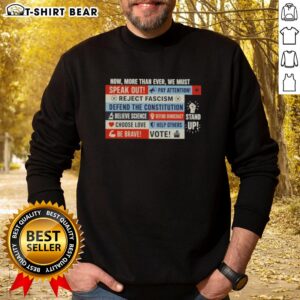 Feminist sweatshirt with bold text 'Good Now More Than Ever' promoting women's empowerment and equality.