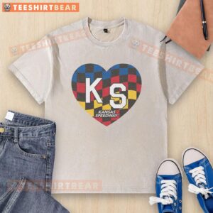 Awesome KS Speedway KC Heart Ash Washed T-Shirt featuring a stylish design, perfect for race fans and casual wear.