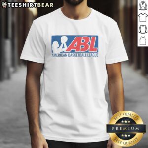 Alt Text: Good American Basketball League logo T-shirt featuring a stylish design and vibrant colors perfect for fans.