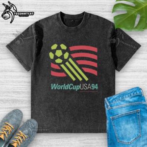Awesome USA 94 World Cup retro soccer nostalgia washed t-shirt featuring classic graphics and vibrant colors.