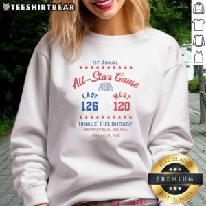 Top First Annual ABA All-Star Game Sweatshirt featuring vibrant colors and stylish design, perfect for fans and collectors.