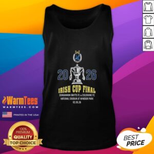 2026 Good Irish Cup Final tank top featuring Dungannon Swifts FC logo and vibrant design for fans and supporters.