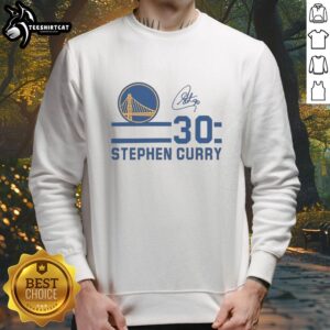 Stephen Curry Golden State Warriors signature sweatshirt featuring name and number design, perfect for fans.