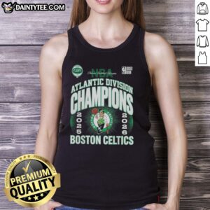 Awesome Boston Celtics 2026 NBA Atlantic Division Champions tank top featuring team logo and vibrant green design.