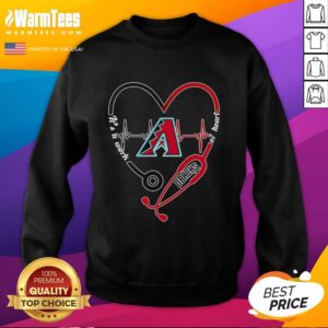 Arizona Diamondbacks sweatshirt featuring heart and stethoscope design, perfect for fans and healthcare enthusiasts.