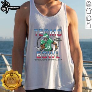 Official Tecmo Bowl X Topps Chrome Eagles Saquon Barkley tank top featuring vibrant graphics and team colors.