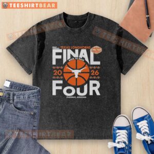 Alt Text: Classic washed t-shirt featuring Texas Longhorns logo, perfect for fans celebrating the 2026 Women's Basketball Final Four.